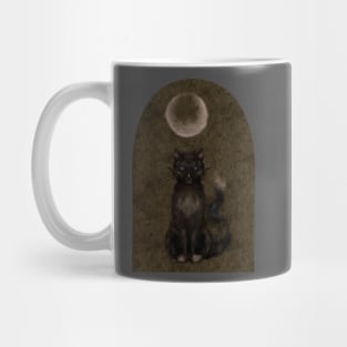 Gothic Black Cat Moon Watercolor Painting Witchy Aesthetic Mug